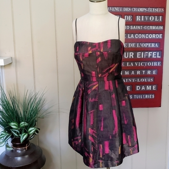Eight Sixty iridescent abstract print party dress pink black Size Medium - Picture 3 of 10